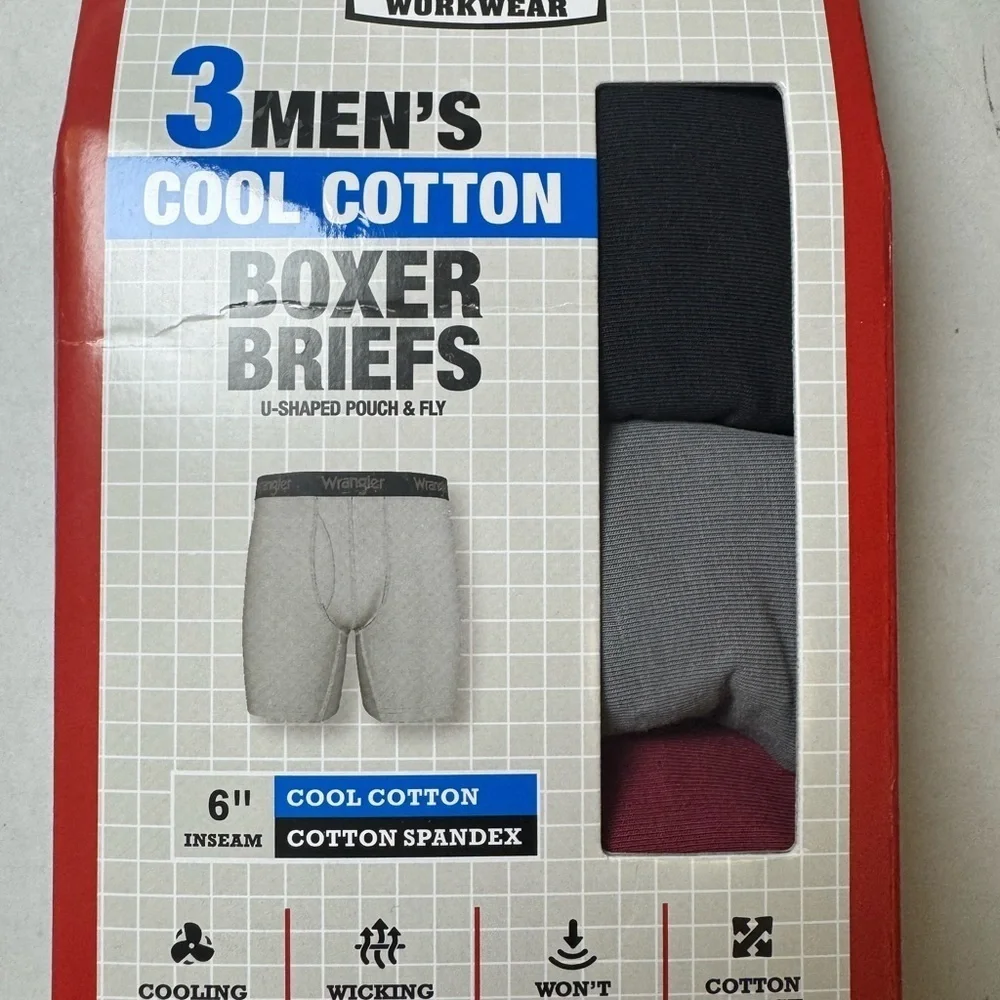 Wrangler Men's Cool Cotton Boxer Brief Set, Boxer Briefs Underwear 3 pack